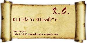 Kilián Olivér névjegykártya